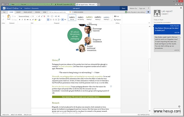 Microsoft Skype Document Chat Office Online